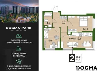 Продажа двухкомнатной квартиры, 53.5 м2, Краснодар