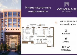 Продаю 3-ком. квартиру, 125 м2, Санкт-Петербург, Парфёновская улица, 6к1, метро Фрунзенская