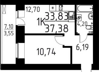 1-ком. квартира на продажу, 37.4 м2, Томск, улица Вершинина, 58к2