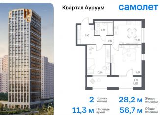 Двухкомнатная квартира на продажу, 56.7 м2, Екатеринбург, метро Машиностроителей