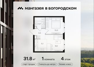 Продается 1-ком. квартира, 31.8 м2, Москва, станция Бульвар Рокоссовского, Открытое шоссе, вл9