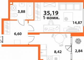 Продам 1-ком. квартиру, 35.2 м2, Ульяновск, улица Аблукова, 1