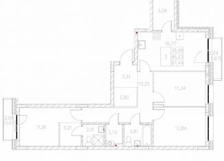 Продажа трехкомнатной квартиры, 87.5 м2, Казань, Адмиралтейская улица, 2, Кировский район