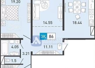 Продажа 3-ком. квартиры, 87.3 м2, деревня Патрушева, улица Александра Пушкина, 5к2