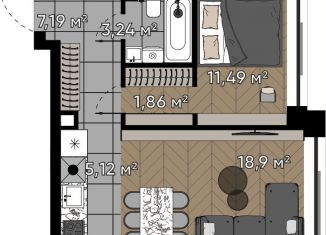 Продам 1-ком. квартиру, 47.6 м2, Москва, метро Октябрьское поле, улица Берзарина, 37