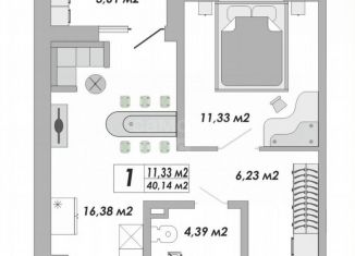 Продается 1-комнатная квартира, 40.1 м2, Оренбург, улица Гаранькина, 22