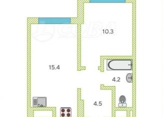 Продажа однокомнатной квартиры, 34.4 м2, Тюмень, улица Разведчика Кузнецова, 7, Центральный округ