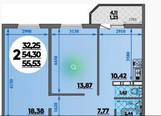 Продажа 2-ком. квартиры, 55.5 м2, Ростов-на-Дону, улица Дмитрия Петрова, ЖК Суворовский