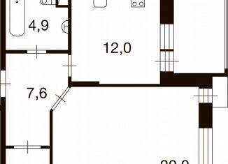 Продажа однокомнатной квартиры, 46.3 м2, деревня Ивановское, улица Семёна Гордого, 3