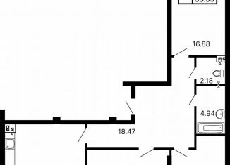 Трехкомнатная квартира на продажу, 93.4 м2, Самара, Октябрьский район