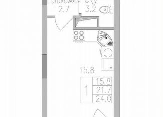 Продажа 1-ком. квартиры, 24.7 м2, Липецк, улица Тельмана, 120