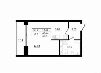 Продам квартиру студию, 29.1 м2, деревня Разбегаево