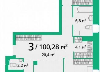 Продажа 2-комнатной квартиры, 99.9 м2, Красноярский край, улица Березина, 82Д