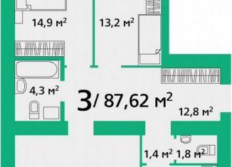 Продажа трехкомнатной квартиры, 87.6 м2, Красноярский край, улица Березина, 82Д