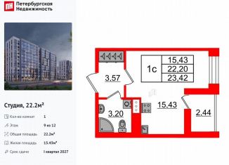 Продам квартиру студию, 22.2 м2, Санкт-Петербург, Приморский район