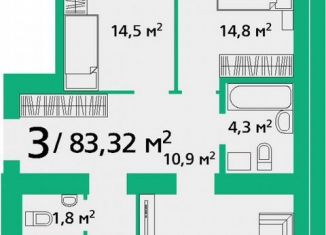 Продам трехкомнатную квартиру, 83.3 м2, Красноярский край, улица Березина, 82Д