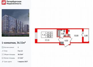 Продажа 1-ком. квартиры, 36.3 м2, Санкт-Петербург, Приморский район