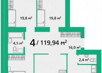 4-комнатная квартира на продажу, 119.9 м2, Красноярский край, улица Березина, 82Д