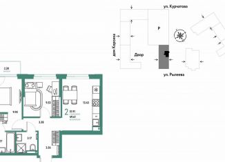 Продажа 2-ком. квартиры, 51.9 м2, Тюмень, Краснооктябрьская улица, 10к1, Калининский округ