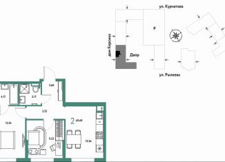 Продам 2-ком. квартиру, 49.7 м2, Тюмень, Краснооктябрьская улица, 10к1, Калининский округ