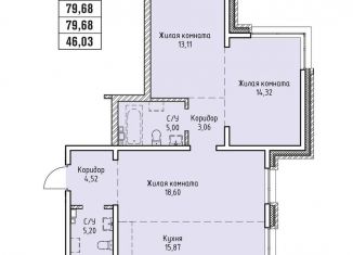 Продаю трехкомнатную квартиру, 79.7 м2, Иркутск, Култукская улица