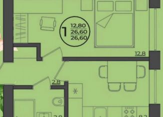 Продается 1-комнатная квартира, 26.6 м2, село Ольховое, улица Будённого, 4/4