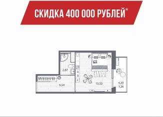 Продам квартиру студию, 25 м2, Санкт-Петербург, метро Озерки, набережная реки Каменки, 13к3