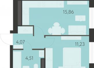 Однокомнатная квартира на продажу, 35.7 м2, Екатеринбург, метро Чкаловская, 17-й квартал, 7к2