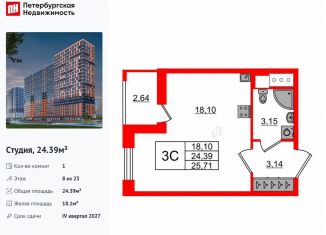 Продажа квартиры студии, 24.4 м2, Ленинградская область