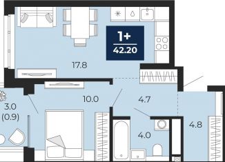 Продаю 1-комнатную квартиру, 41.3 м2, Тюмень, Ленинский округ