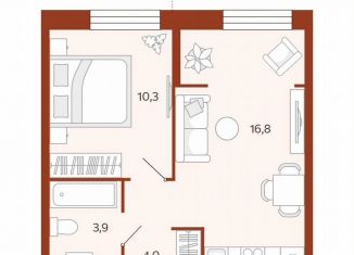 Продаю однокомнатную квартиру, 35.1 м2, Тюмень, улица Новаторов, 30