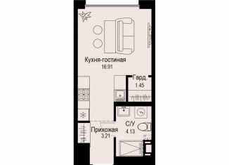 Продаю квартиру студию, 25.7 м2, Санкт-Петербург, метро Чёрная речка