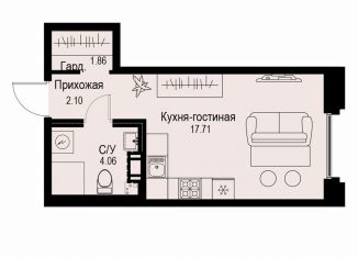 Квартира на продажу студия, 25.7 м2, Санкт-Петербург, метро Петроградская