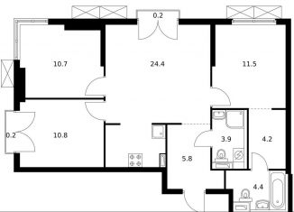 Продам трехкомнатную квартиру, 76.1 м2, Москва, жилой комплекс Холланд Парк, к8, метро Щукинская