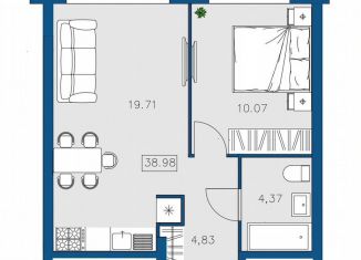 Продаю 1-комнатную квартиру, 39 м2, Архангельск, Первомайская улица, 5