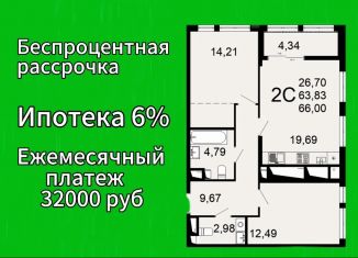 Продается 2-комнатная квартира, 66 м2, Рязань, Льговская улица, 8