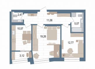 Продам 2-комнатную квартиру, 62.7 м2, Уфа, улица Пархоменко, 156Ж