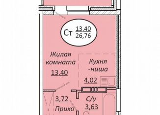 Продаю квартиру студию, 26.8 м2, Новосибирск, Октябрьский район