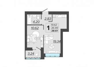 Продается 1-ком. квартира, 38.6 м2, Брянская область