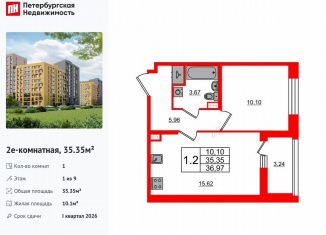 Продается 1-комнатная квартира, 35.4 м2, Санкт-Петербург, метро Комендантский проспект