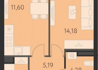 Продам однокомнатную квартиру, 37.8 м2, Екатеринбург, улица Академика Ландау, 43