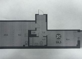 Двухкомнатная квартира на продажу, 60 м2, Ростов-на-Дону, проспект 40-летия Победы, 63/17с3, ЖК Сокол Град