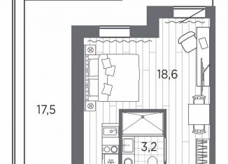 Квартира на продажу студия, 39.3 м2, Санкт-Петербург, проспект Стачек, 62Б, муниципальный округ Автово