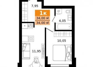 Продается однокомнатная квартира, 34 м2, Екатеринбург, метро Чкаловская