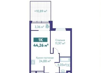1-ком. квартира на продажу, 44.3 м2, Тюмень, улица Павла Никольского, 10к1блок1, ЖК Акватория
