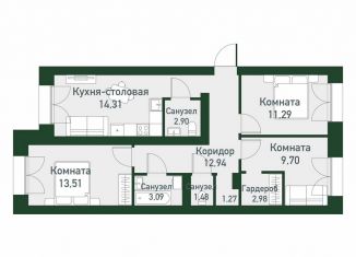 Продажа трехкомнатной квартиры, 71.5 м2, Екатеринбург, Ленинский район