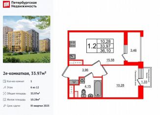 1-комнатная квартира на продажу, 34 м2, Санкт-Петербург, метро Озерки