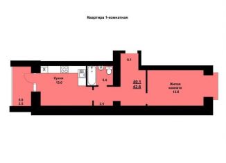 Продажа однокомнатной квартиры, 42.9 м2, село Чигири, Центральная улица