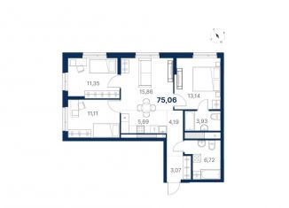 Продается 3-комнатная квартира, 75.1 м2, Екатеринбург, метро Ботаническая