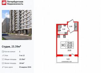 Продажа квартиры студии, 25.4 м2, Санкт-Петербург, метро Ленинский проспект